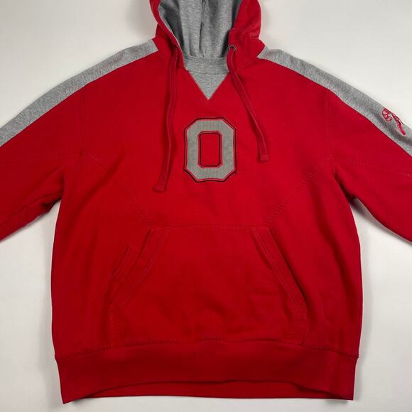 Vintage Ohio State Buckeyes Red Gray Football Hoodie Sweatshirt Fits like Large - Picture 2 of 9